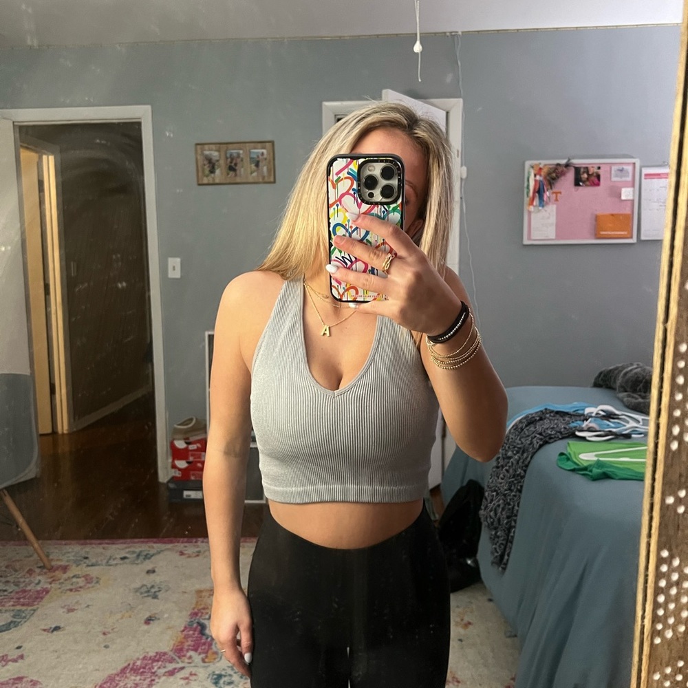 Free people cropped top grey size M
